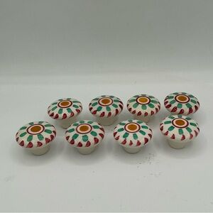 Colorful Floral Ceramic Drawer Knobs set of 8